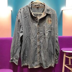 Department of USA vintage Men's Denim Jacket with Embroidered Patch 2XL